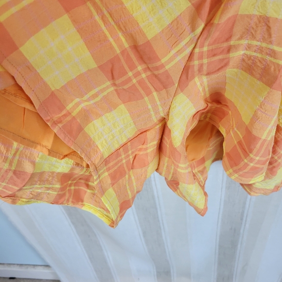 Mable Long Sleeve Bubble Sunshine Romper Plaid Orange Yellow Size Medium - Picture 6 of 9